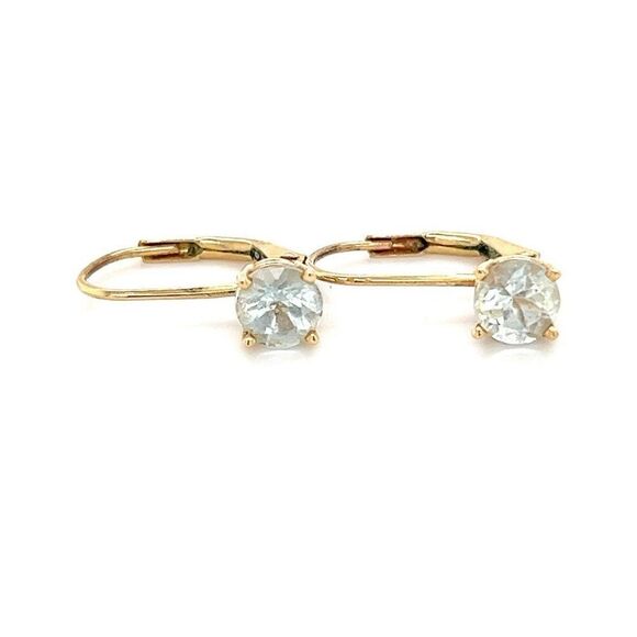 14k Gold Round Gem Earrings - Picture 1 of 10